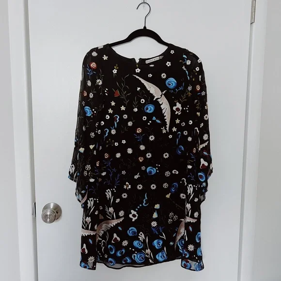 Alice + Olivia Eleonora Flare Dress - Size Xs - Black/Multi